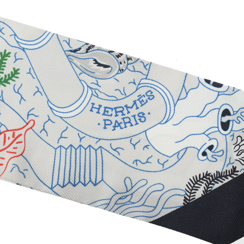 HERMES エルメス ツイリー SPLASH PARK ノワール/ローズ/グリ レディース シルク100％ スカーフ 未使用 銀蔵