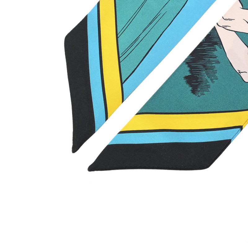 HERMES エルメス ツイリー WOW ブルーアズール/ジョーヌ 063463S レディース シルク100％ スカーフ 未使用 銀蔵