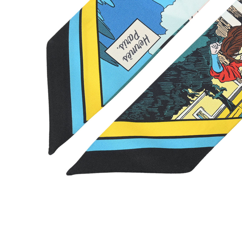 HERMES エルメス ツイリー WOW ブルーアズール/ジョーヌ 063463S レディース シルク100％ スカーフ 未使用 銀蔵