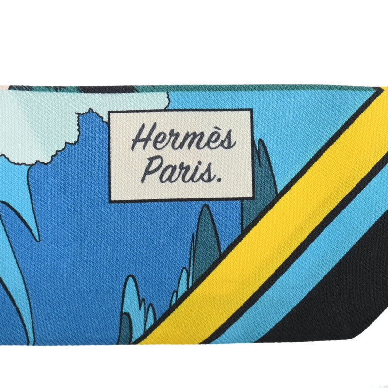 HERMES エルメス ツイリー WOW ブルーアズール/ジョーヌ 063463S レディース シルク100％ スカーフ 未使用 銀蔵