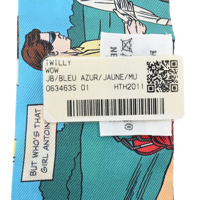 HERMES エルメス ツイリー WOW ブルーアズール/ジョーヌ 063463S レディース シルク100％ スカーフ 未使用 銀蔵