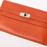 HERMES エルメス ケリーウォレット ロング オレンジ □O刻印(2011年頃) ユニセックス リザード 長財布 Bランク 中古 銀蔵