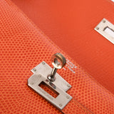 HERMES エルメス ケリーウォレット ロング オレンジ □O刻印(2011年頃) ユニセックス リザード 長財布 Bランク 中古 銀蔵