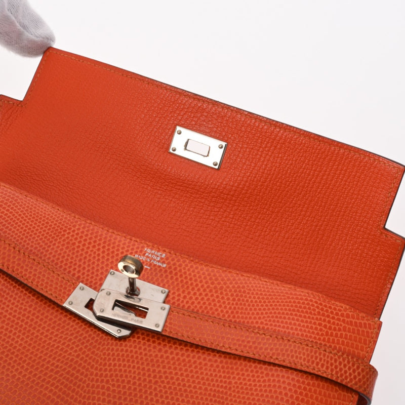 HERMES エルメス ケリーウォレット ロング オレンジ - □O刻印(2011年頃) ユニセックス リザード 長財布 Bランク 中古 銀蔵