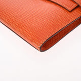 HERMES エルメス ケリーウォレット ロング オレンジ □O刻印(2011年頃) ユニセックス リザード 長財布 Bランク 中古 銀蔵