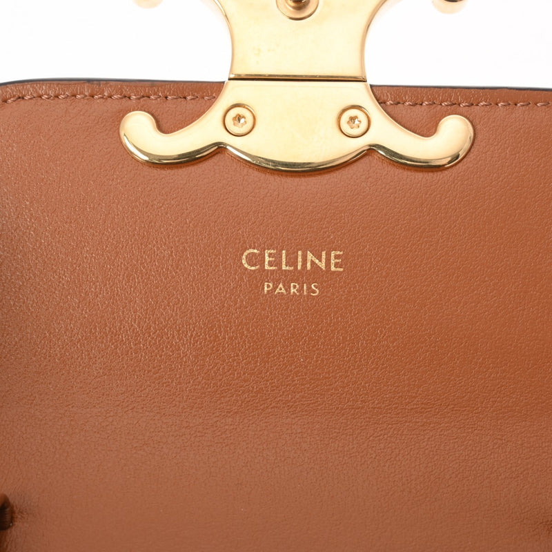 CELINE セリーヌ ミニクロード トリンオフ 黒/茶 レディース カーフ トリオンフキャンバス ショルダーバッグ Aランク 中古 銀蔵