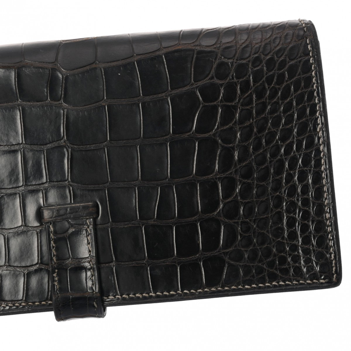 【美品】エルメス ベアンスフレリザード ブラック 金具 長財布刻印□Ｏ 美品】エルメス ベアンスフレリザード ブラック 金具 長財布刻印