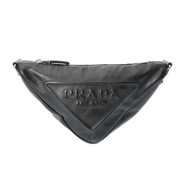 PRADA プラダ トライアングル 黒 シルバー金具 レディース レザー ショルダーバッグ ABランク 中古 銀蔵