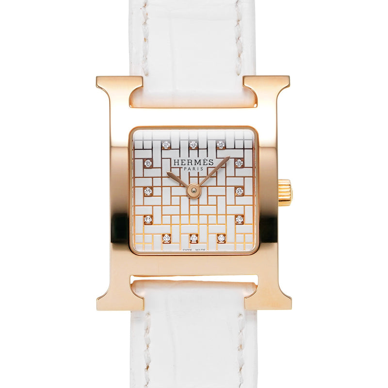 エルメス HERMES Hウォッチ HH1.202c 中古 時計 レディース エルメス Hウォッチ HH1.202 ホワイトシェル⁄ダイヤモンド レディース