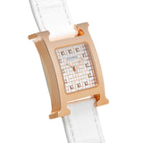 エルメス Hウォッチ ミニ 21mm 12Pダイヤ HH1.202 ホワイト/ダイヤモンド レディース 腕時計 クォーツ 銀蔵