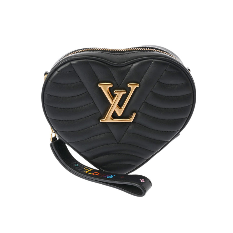 LOUIS VUITTON ルイヴィトン ニューウェーブ ハートショルダー 黒 M53863 レディース レザー ショルダーバッグ ABランク 中古 銀蔵