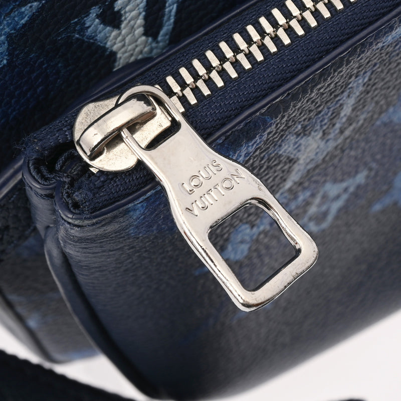 LOUIS VUITTON ルイヴィトン モノグラムウォーターカラー トリオメッセンジャー ブルー M57840 メンズ トリヨンレザー ショルダーバッグ ABランク 中古 銀蔵