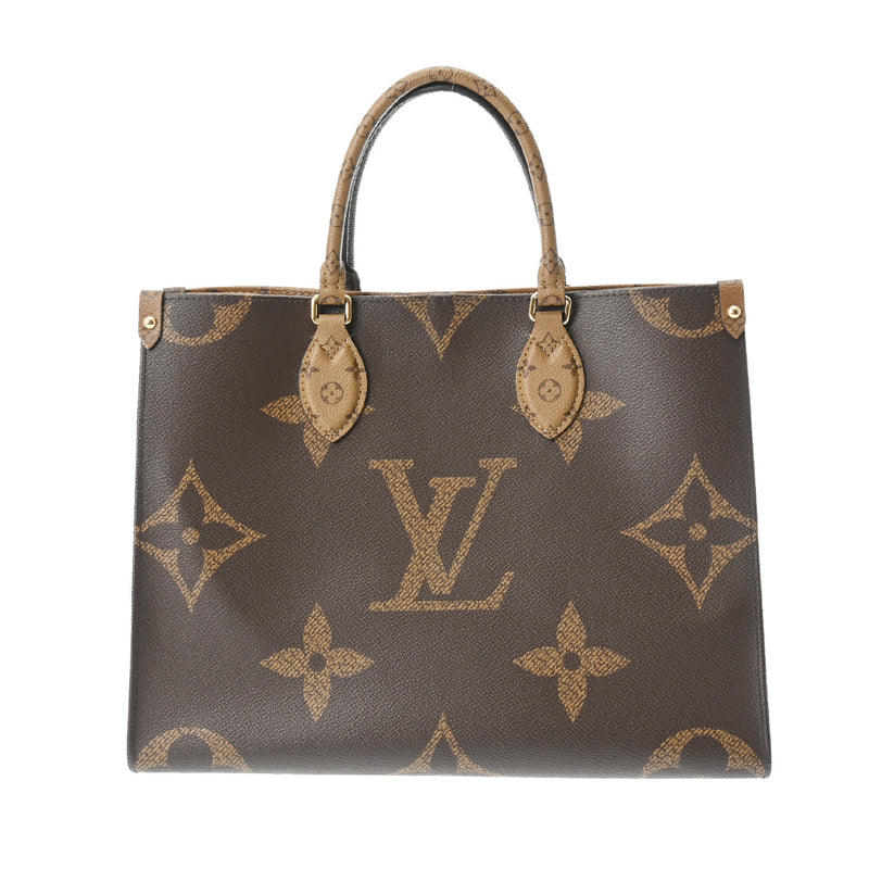 LOUIS VUITTON ルイヴィトン モノグラムジャイアント オンザゴー MM 2WAYトート ブラウン M45321 レディース モノグラムリバースキャンバス ハンドバッグ 新同 中古 銀蔵