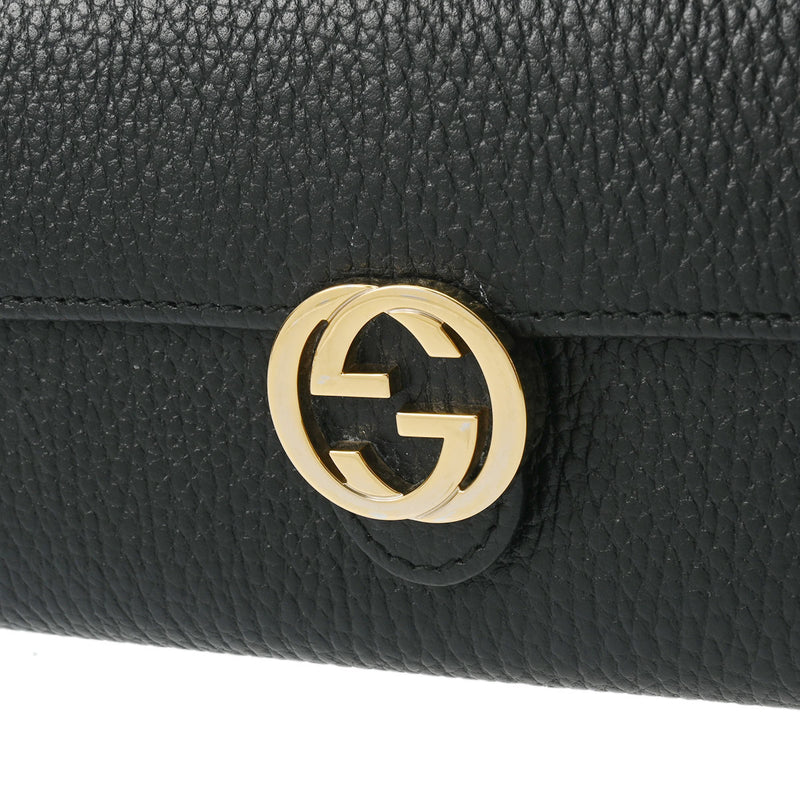 GUCCI グッチ ブラック ゴールド金具 615524 レディース レザー 長財布 Bランク 中古 銀蔵