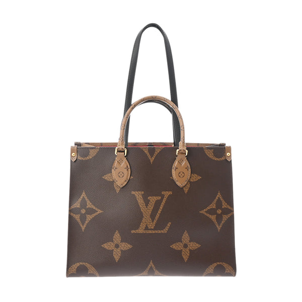 LOUIS VUITTON ルイヴィトン モノグラムジャイアント オンザゴー MM 2WAYトート ブラウン M45321 レディース モノグラムリバースキャンバス ハンドバッグ ABランク 中古 銀蔵