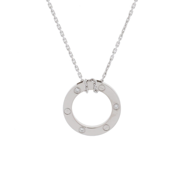 CARTIER カルティエ ラブ ネックレス 3Pダイヤ レディース K18ホワイトゴールド WG ネックレス Aランク 中古 銀蔵
