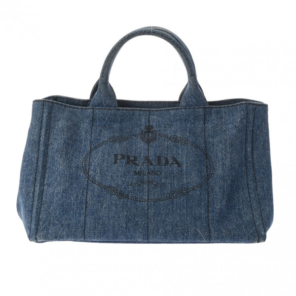 PRADA プラダ カナパ 2WAY ブルー 1BG642 レディース デニム ハンドバッグ Bランク 中古 銀蔵