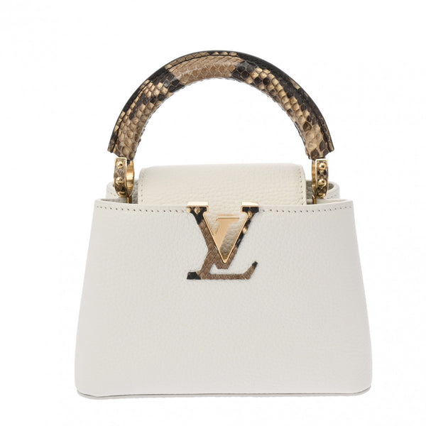 LOUIS VUITTON ルイヴィトン カプシーヌ MINI 2WAY ホワイト N98477 レディース トリヨンレザー パイソン ハンドバッグ Aランク 中古 銀蔵