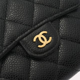 CHANEL シャネル クラシックスモール フラップ ウォレット ブラック レディース キャビアスキン 三つ折り財布 Aランク 中古 銀蔵