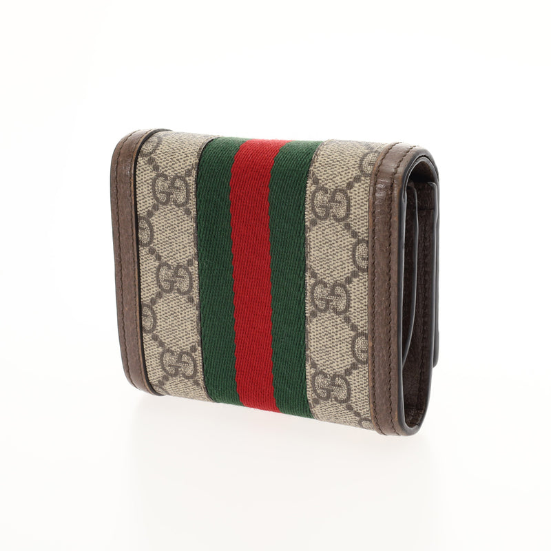 GUCCI グッチ オフィデアGG コンパクトウォレット ベージュ GP金具 598662 レディース レザー キャンバス 二つ折り財布 Bランク 中古 銀蔵