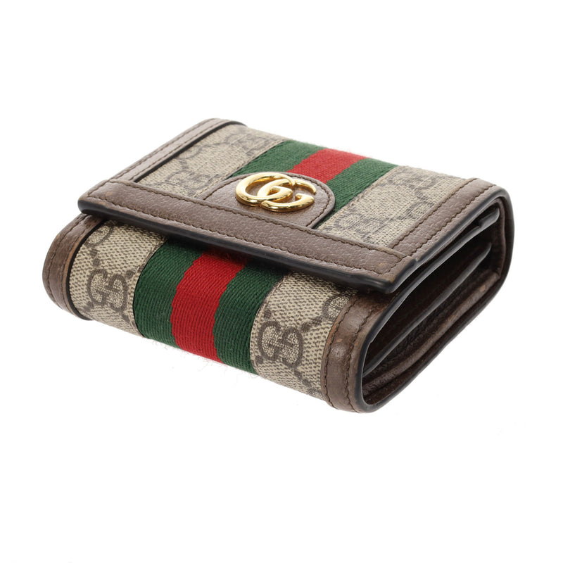 GUCCI グッチ オフィデアGG コンパクトウォレット ベージュ GP金具 598662 レディース レザー キャンバス 二つ折り財布 Bランク 中古 銀蔵