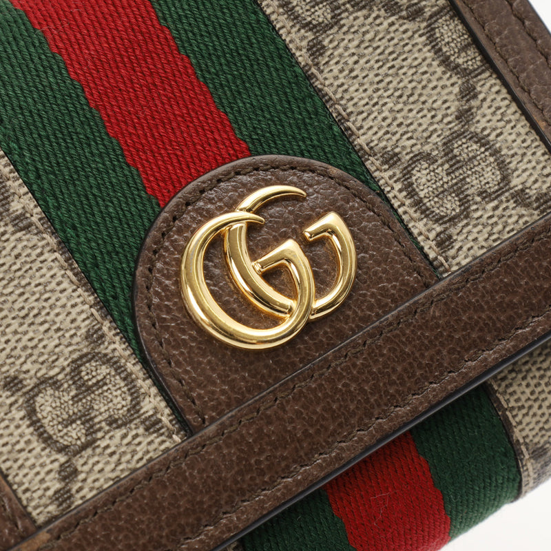 GUCCI グッチ オフィデアGG コンパクトウォレット ベージュ GP金具 598662 レディース レザー キャンバス 二つ折り財布 Bランク 中古 銀蔵