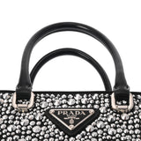 PRADA プラダ クリスタル スモールトートバッグ ブラック 1BA331 レディース サタン ショルダーバッグ Aランク 中古 銀蔵