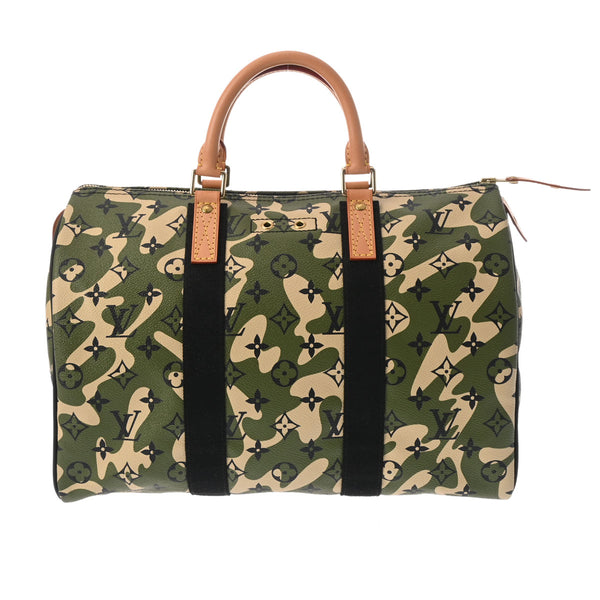 ルイヴィトン サイズ:35  スピーディ35 M95773 モノグラムフラージュボストンバッグ 中古 SS13 ルイヴィトンモノグラモフラージュ スピーディ35 カーキ ユニセックス