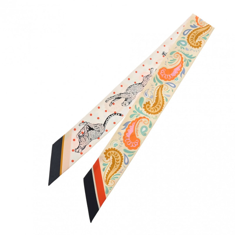 HERMES エルメス ツイリー GUEPARDS BANDANA アイボリー/ホワイト 064179S レディース シルク100％ スカーフ 未使用 銀蔵