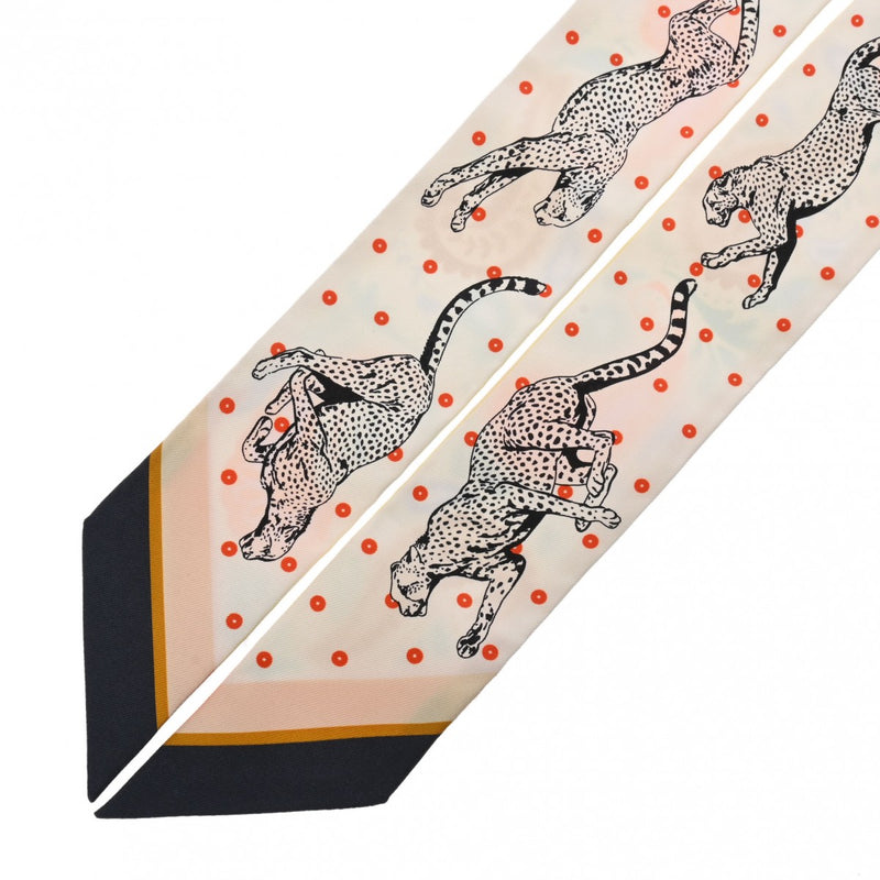 HERMES エルメス ツイリー GUEPARDS BANDANA アイボリー/ホワイト 064179S レディース シルク100％ スカーフ 未使用 銀蔵