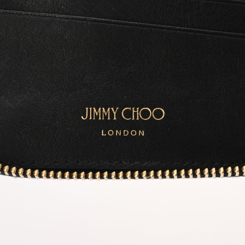 JIMMY CHOO ジミーチュウ コの字 ファスナー財布 スタースタッズ ブラック ユニセックス レザー 長財布 Bランク 中古 銀蔵