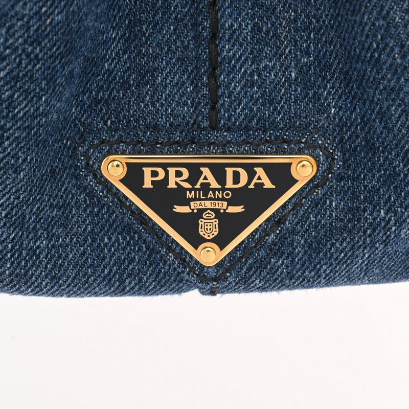 PRADA プラダ カナパ ミニトート 2WAY  ブルー 1BG439 レディース デニム ハンドバッグ 新同 中古 銀蔵