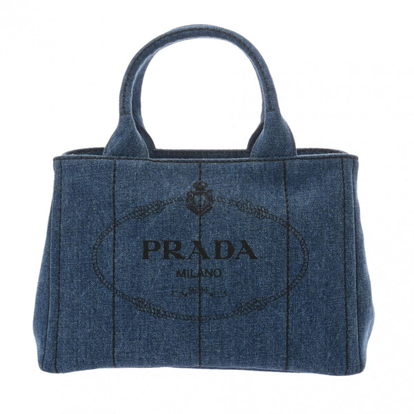 PRADA プラダ カナパ ミニトート 2WAY  ブルー 1BG439 レディース デニム ハンドバッグ 新同 中古 銀蔵