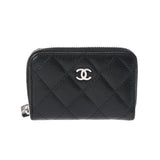 CHANEL シャネル マトラッセ ジップ小銭入れ ブラック レディース キャビアスキン コインケース ABランク 中古 銀蔵