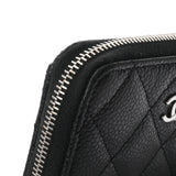 CHANEL シャネル マトラッセ ジップ小銭入れ ブラック レディース キャビアスキン コインケース ABランク 中古 銀蔵