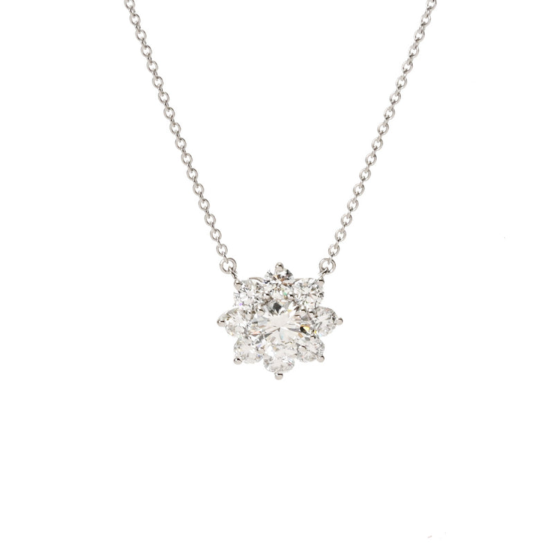 HARRY WINSTON ハリーウィンストン サンフラワー スモール ダイヤ0.72ct F-VS2-3EX レディース Pt950プラチナ ネックレス Aランク 中古 銀蔵