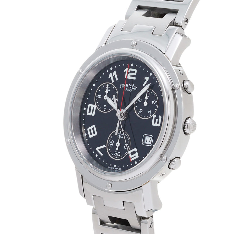 エルメス クリッパー クロノグラフ CL1.910 ブラック メンズ 腕時計 クォーツ 中古 銀蔵