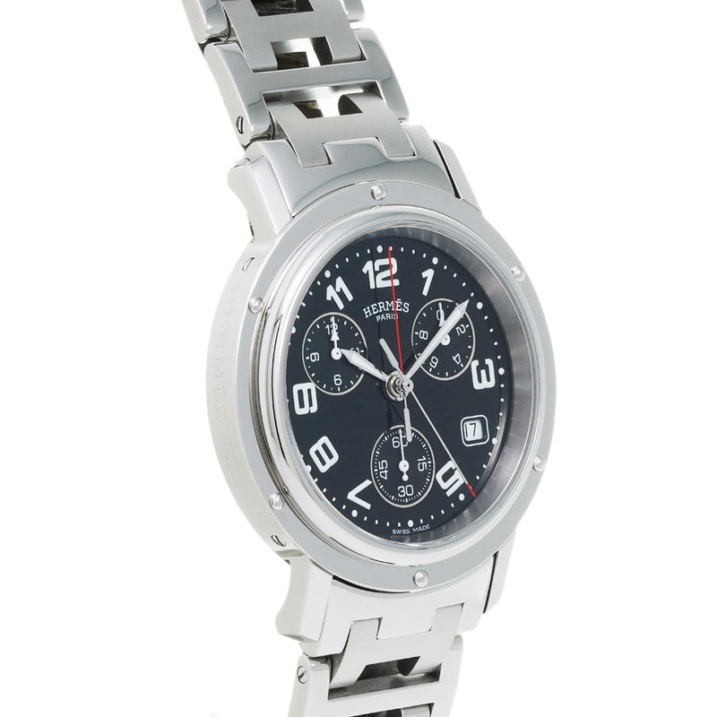 エルメス クリッパー クロノグラフ CL1.910 ブラック メンズ 腕時計 クォーツ 中古 銀蔵