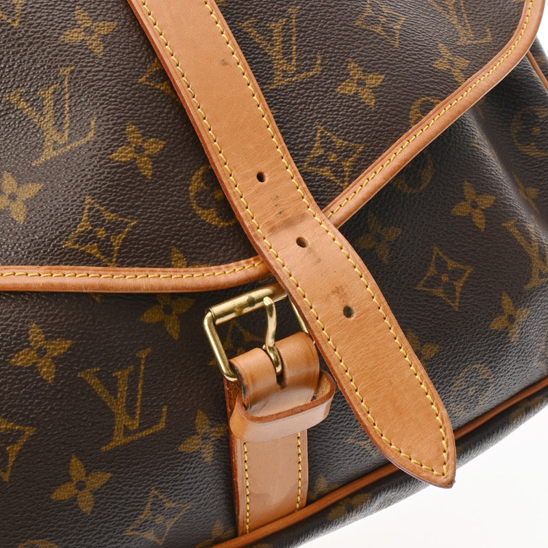 LOUIS VUITTON ルイヴィトン モノグラム ソミュール 35 ブラウン M42254 レディース モノグラムキャンバス ショルダーバッグ Bランク 中古 銀蔵