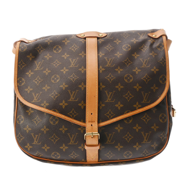 LOUIS VUITTON ルイヴィトン モノグラム ソミュール 35 ブラウン M42254 レディース モノグラムキャンバス ショルダーバッグ Bランク 中古 銀蔵