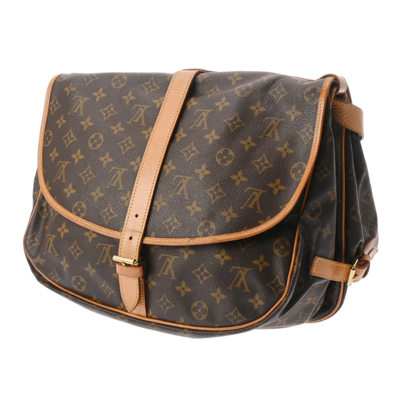 LOUIS VUITTON ルイヴィトン モノグラム ソミュール 35 ブラウン M42254 レディース モノグラムキャンバス ショルダーバッグ Bランク 中古 銀蔵