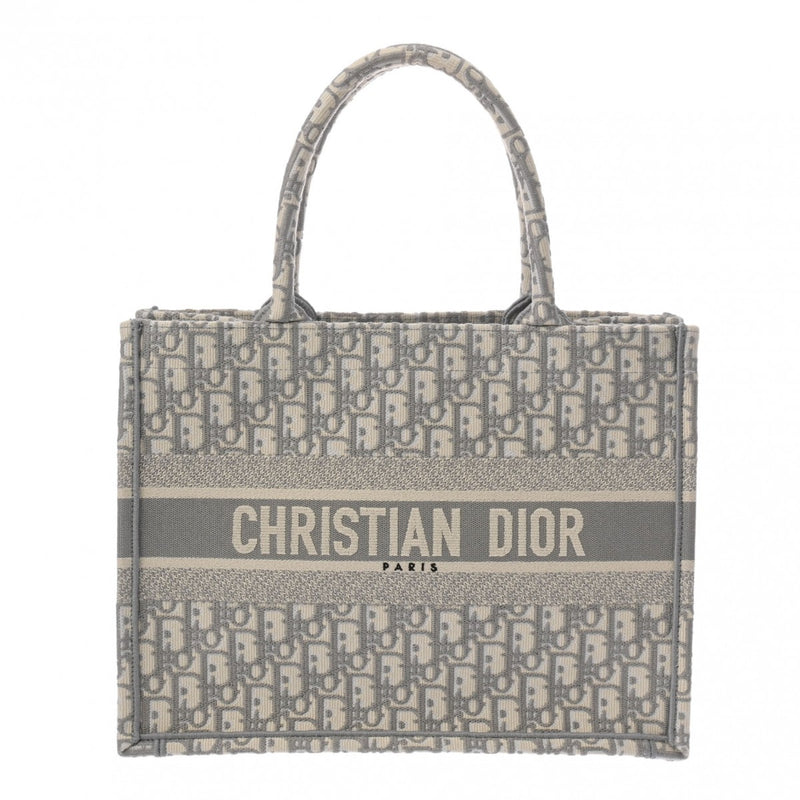 CHRISTIAN DIOR クリスチャンディオール ブックトート ミディアム オブリーク グレー レディース ジャガード ハンドバッグ ABランク 中古 銀蔵