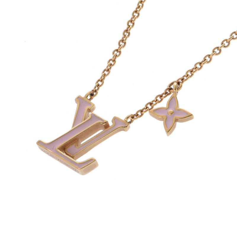LOUIS VUITTON ルイヴィトン LV アイコニック エナメル ゴールド M01215 レディース メタル ネックレス Aランク 中古 銀蔵