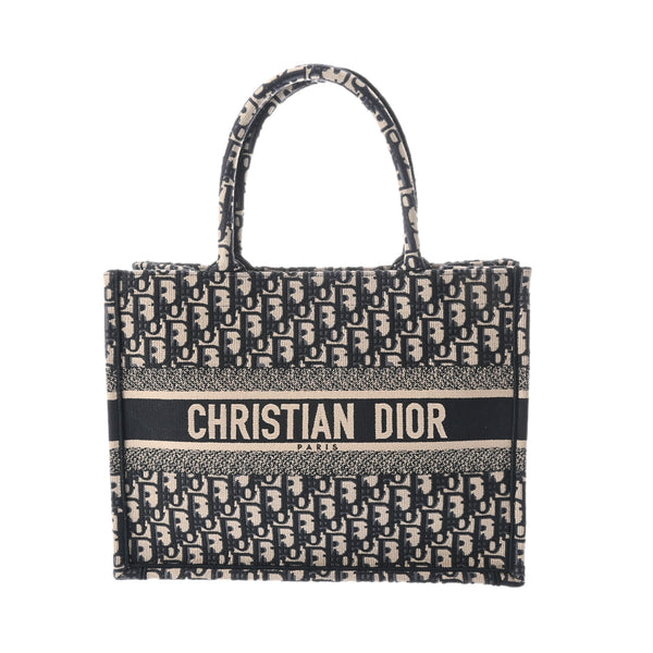 CHRISTIAN DIOR クリスチャンディオール ブックトート ミディアム ネイビー レディース キャンバス ハンドバッグ Aランク 中古 銀蔵