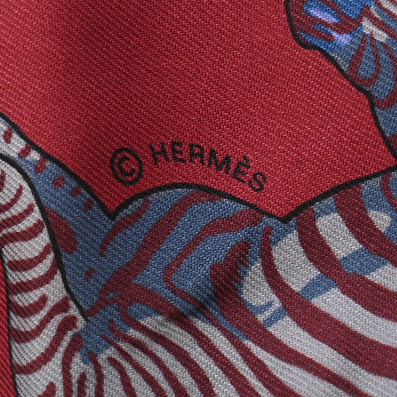 HERMES エルメス ツイリー Les Zebres レッド レディース シルク100％ スカーフ ABランク 中古 銀蔵