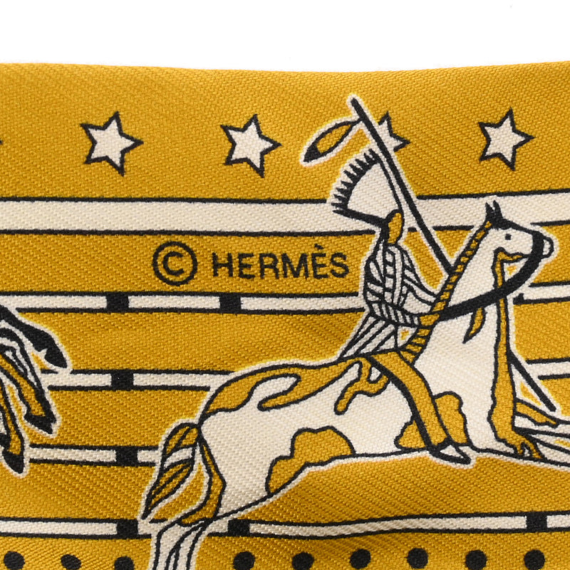 HERMES エルメス ツイリー PANlLA SHAR PAWNEE イエロー/グレー レディース シルク100％ スカーフ Aランク 中古 銀蔵