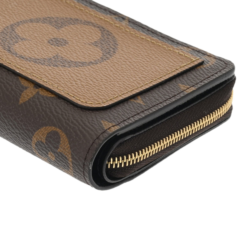 LOUIS VUITTON ルイヴィトン モノグラムリバース ポルトフォイユルー ブラウン M81461 レディース レザー 二つ折り財布 Aランク 中古 銀蔵