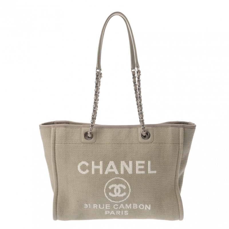 CHANEL シャネル ドーヴィル MM グレージュ系 A67001 レディース キャンバス/レザー トートバッグ Aランク 中古 銀蔵