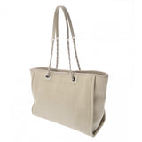 CHANEL シャネル ドーヴィル MM グレージュ系 A67001 レディース キャンバス レザー トートバッグ Aランク 中古 銀蔵