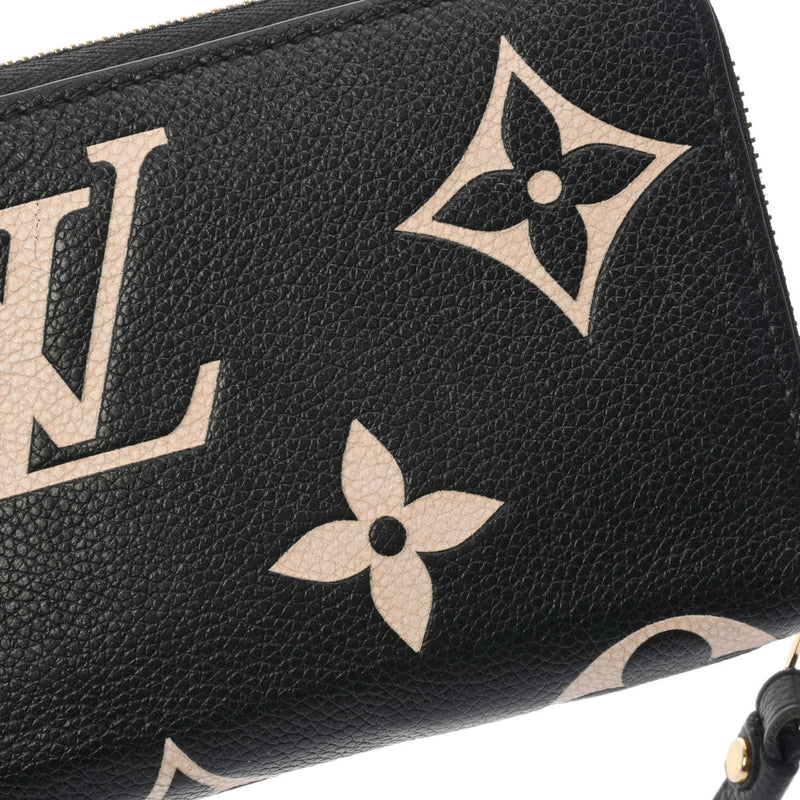 LOUIS VUITTON ルイヴィトン モノグラムアンプラント ジッピーウォレット ブラック/ベージュ M80481 レディース レザー 長財布 Bランク 中古 銀蔵